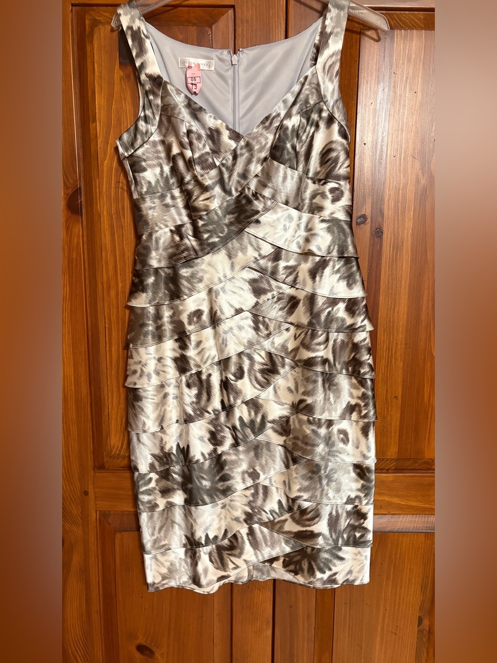Taupe and Ivory Tiered Dressy Dress